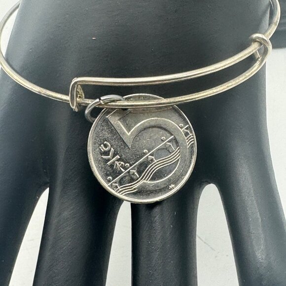 Czech 5 Koruna Coin Adjustable Bangle Bracelet Silver 2000 Jewelry Unique Gift - Picture 3 of 5